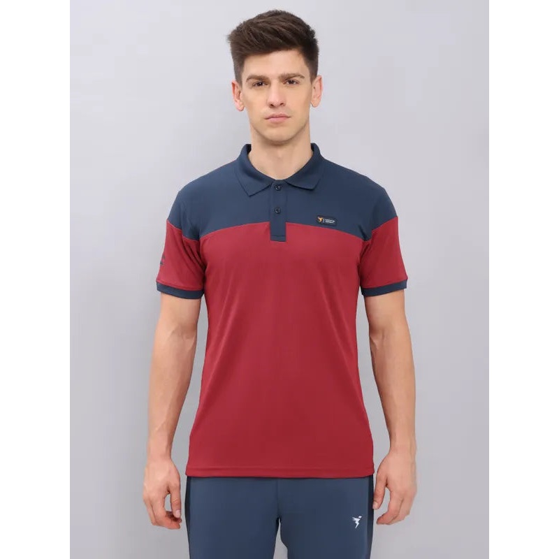 Men Colorblock Slim Fit Polo T-shirt with TECHNO DRY