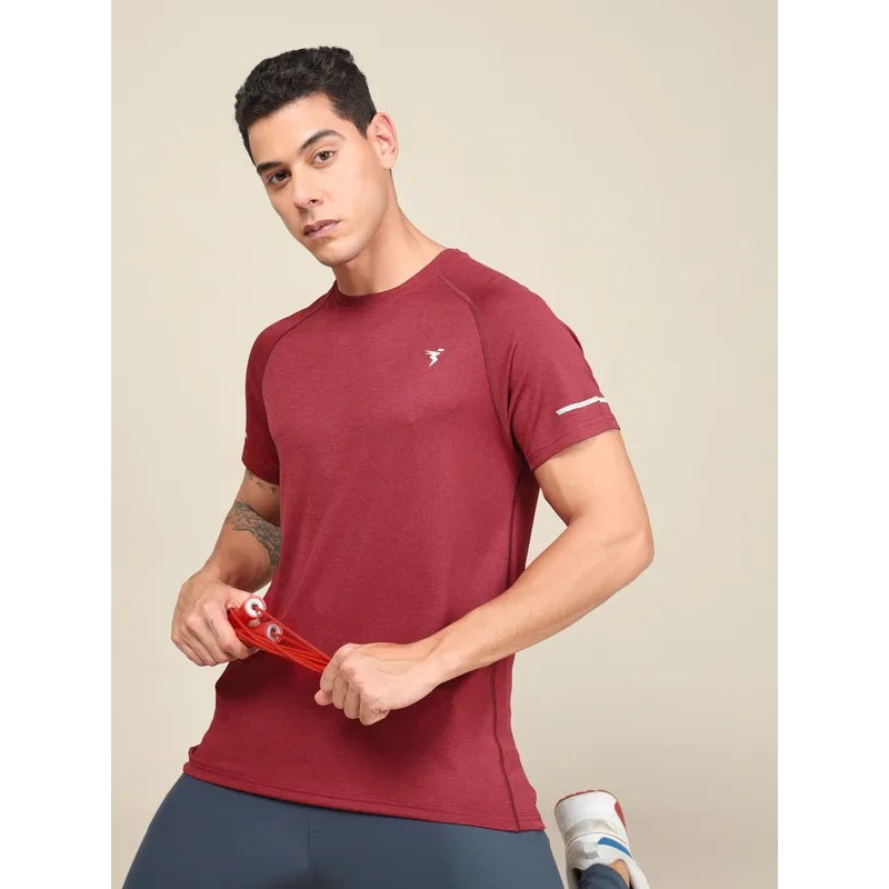 Men Melange Slim Fit Crew Neck T-shirt with MELANGE