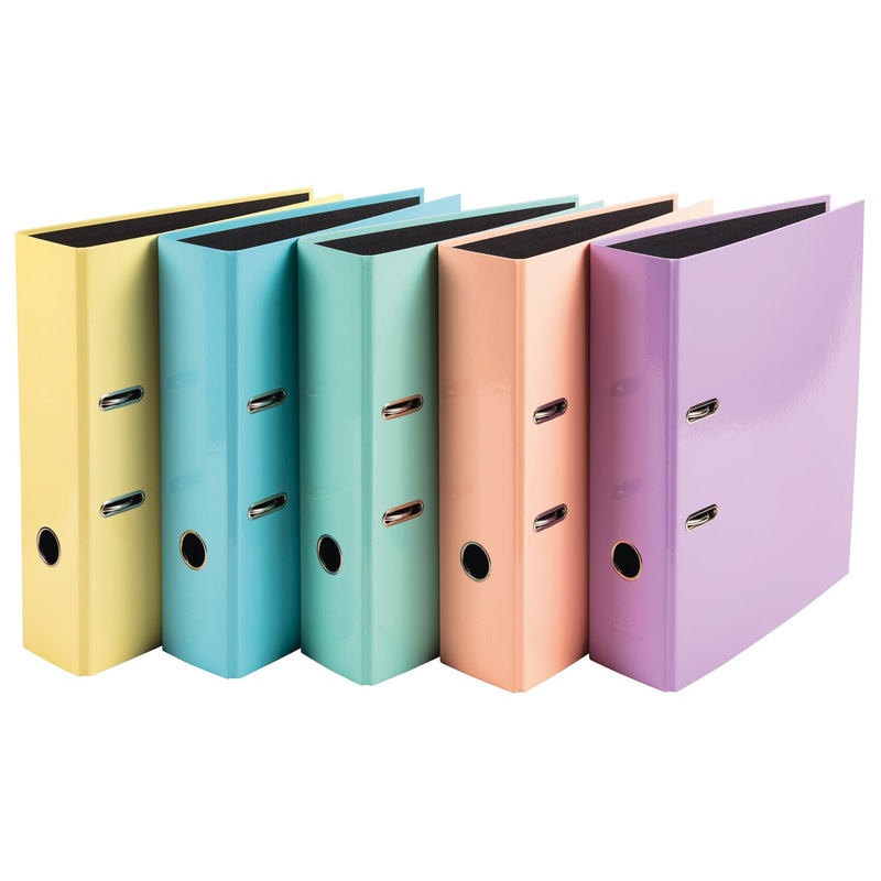 A4 AQUAREL LEVER ARCH FILES, 80mm Capacity, Assorted Pastels, Box of, 10