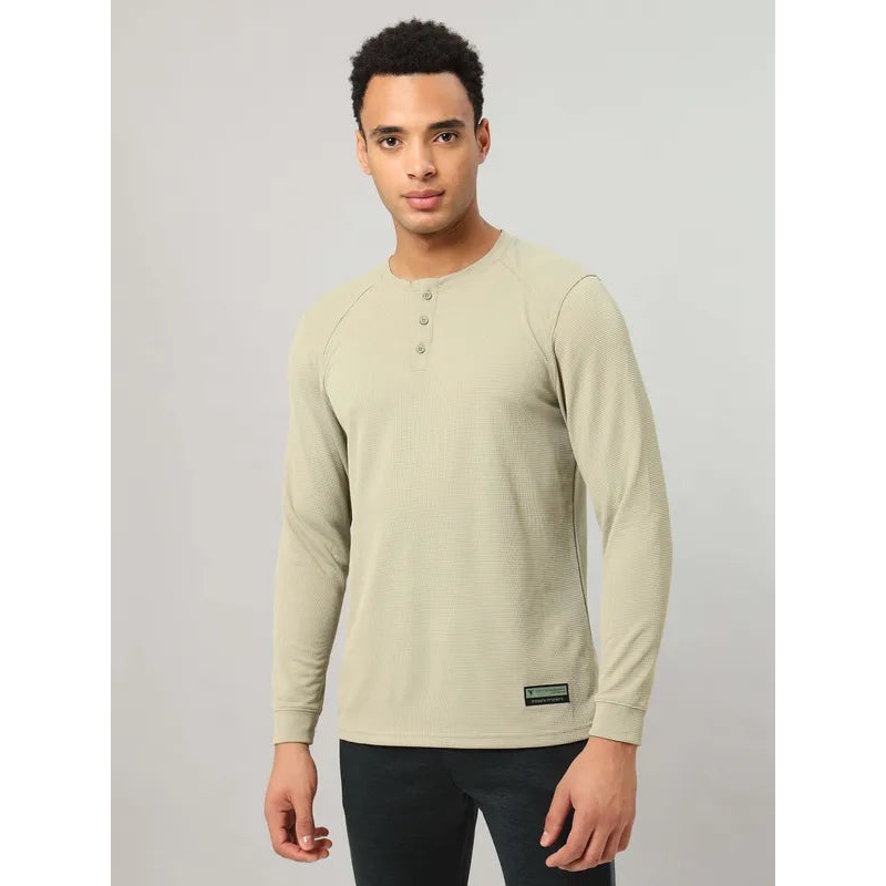 Men Self Design Slim Fit Henley Neck T-shirt with MATPIQ