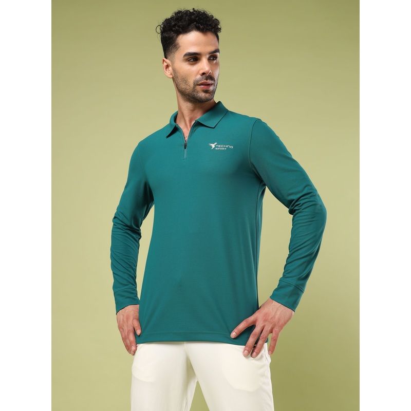 Men Solid Slim Fit Polo Sports T-shirt with MATPIQ