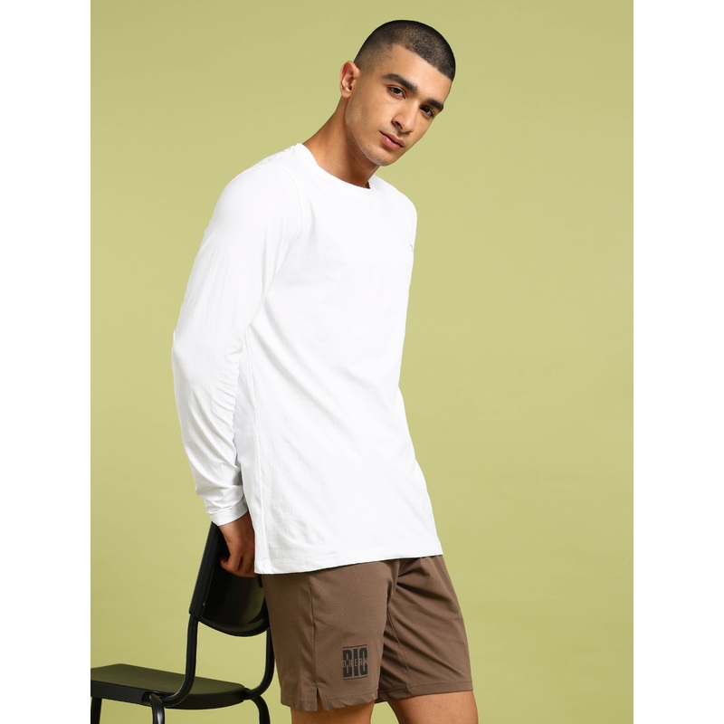 Men Solid Slim Fit Round Neck Sports T-shirt with COTFLEX