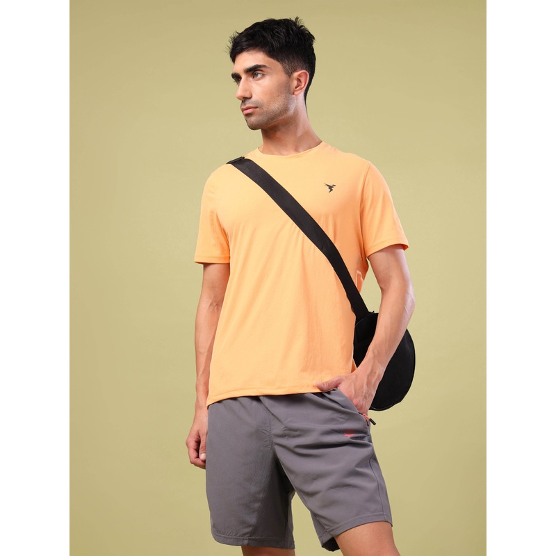 Men Solid Slim Fit Crew Neck T-shirt with COTFLEX