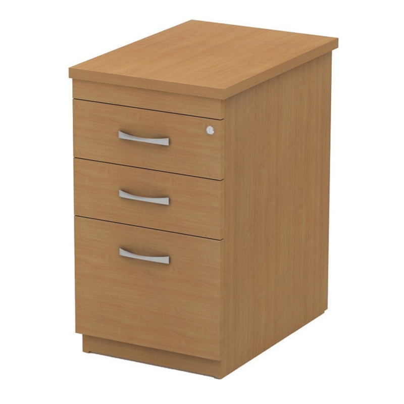 UNDERDESK MOBILE DRAWER UNITS, Standard Width – 400mm, 2 Personal Drawers & 1 Filing Drawer, Stone Oak