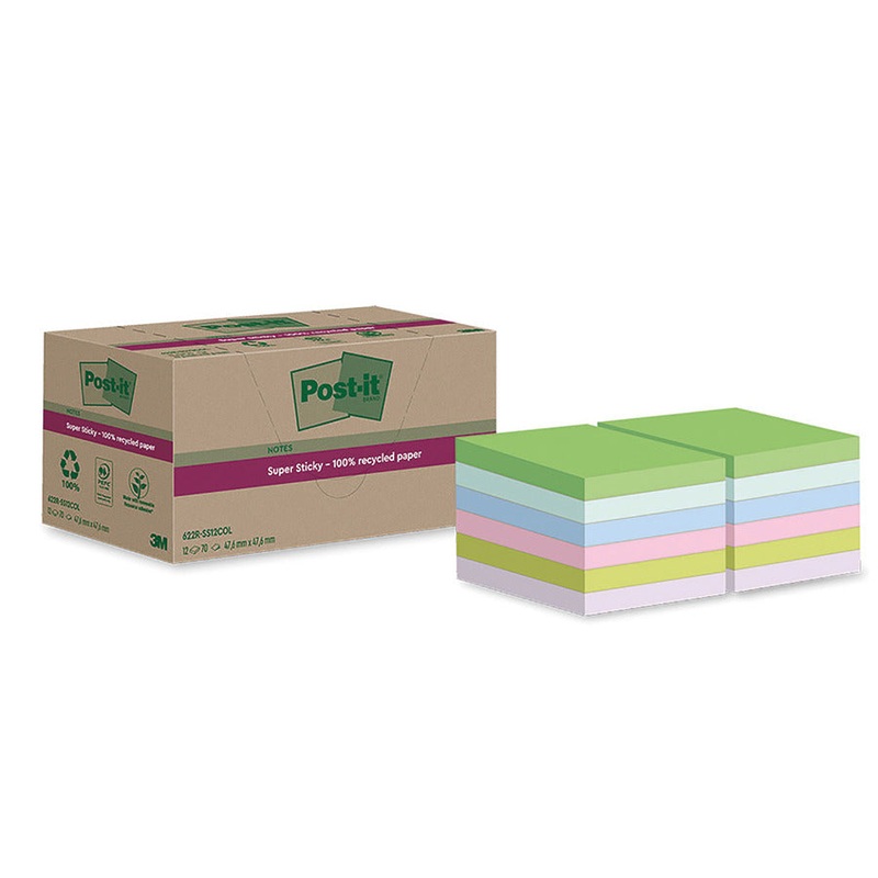 Post-it Super Sticky Recycled Notes Pack of 12