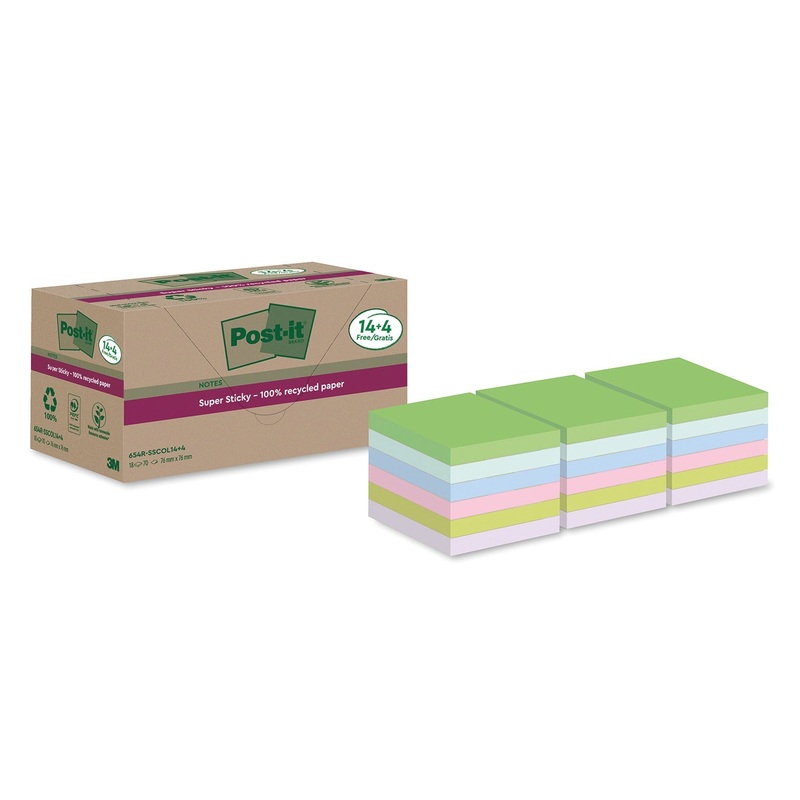 Post-it Super Sticky Recycled Notes Pack of 18