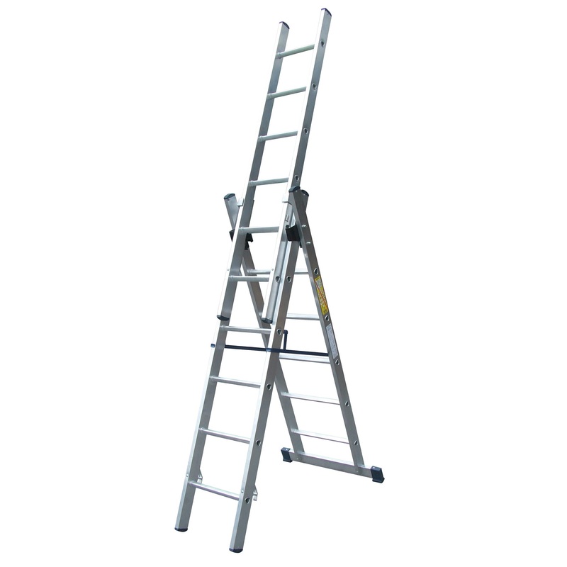 3 Section Push-up, PROFESSIONAL COMBINATION LADDERS – CERTIFIED TO BSEN131, 9 Rungs per Section, Each