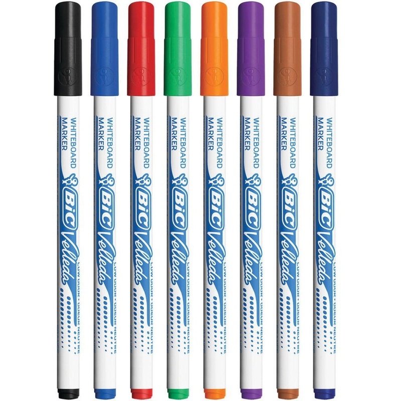 BiC Velleda 1721 Slimline Drywipe Markers, Assorted,  Pack of 8
