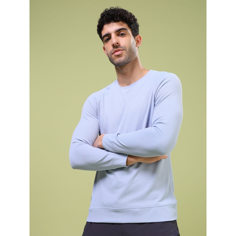 Men Cubic Melange Slim Fit Round Neck Sports T-shirt with TECHNOCOOL+
