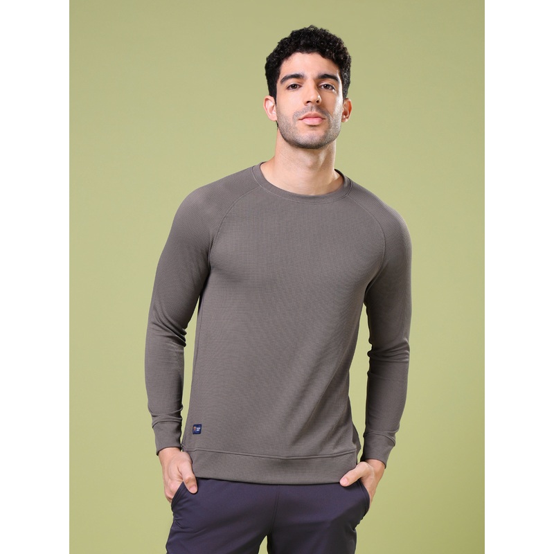Men Cubic Melange Slim Fit Round Neck T-shirt with TECHNOCOOL+