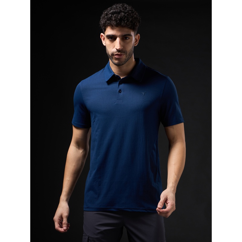 Men Solid Slim Fit Polo T-shirt with COTFLEX