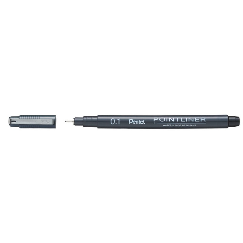 Pentel Pointliner Pen, Black, Pack of 5