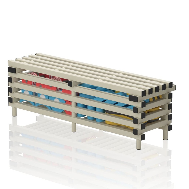 VENDIPLAS BENCH WITH STORAGE BOX BEIGE, 2.00M L X 0.49M W X 0.49M H