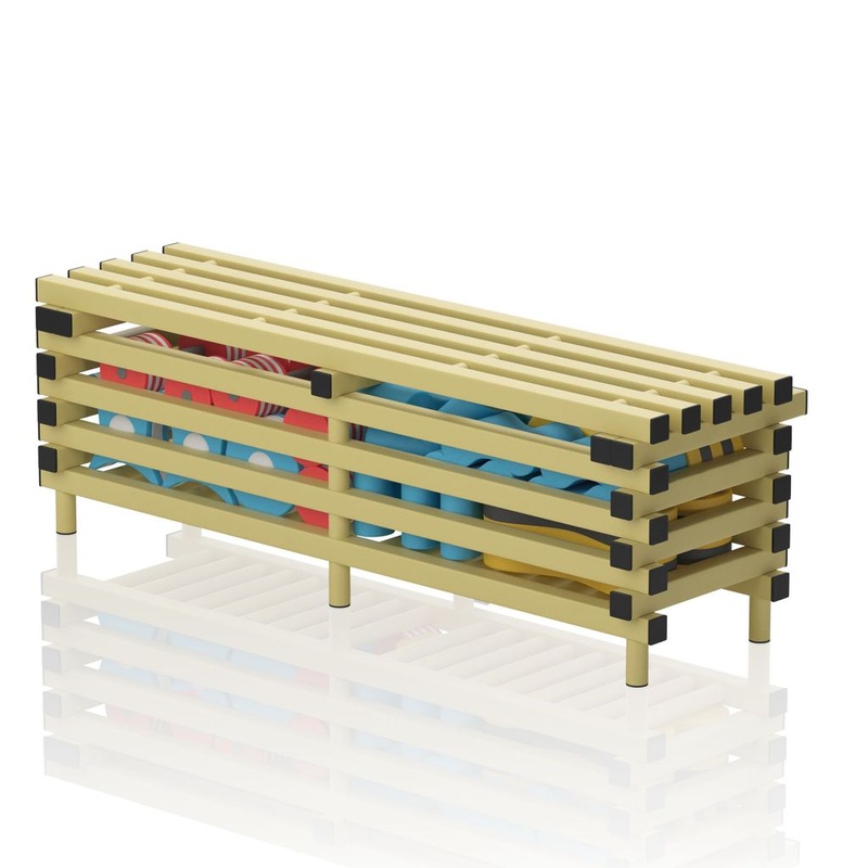 VENDIPLAS BENCH WITH STORAGE BOX YELLOW, 2.00M L X 0.49M W X 0.49M H
