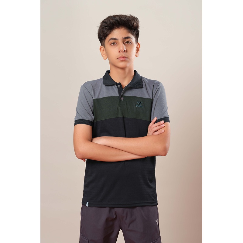 Boys Colorblock Slim Fit Polo Sports T-shirt with TECHNOCOOL+