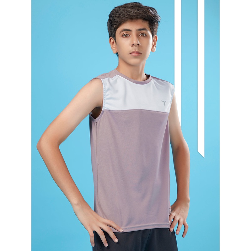 Boys Colorblock Slim Fit Round Neck T-shirt with TECHNO COOL+