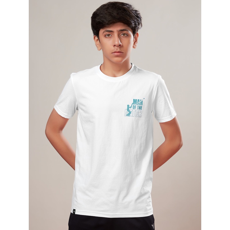 Boys Printed Slim Fit Round Neck Sports T-shirt with COTFLEX