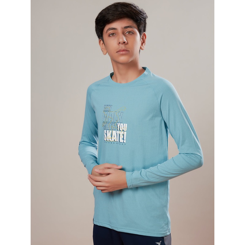 Boys Solid Slim Fit Round Neck Sports T-shirt with COTFLEX