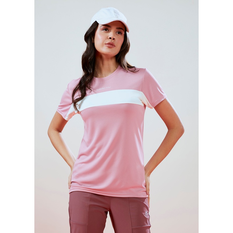 Women Solid Slim Fit Round Neck T-shirt with TECHNO COOL