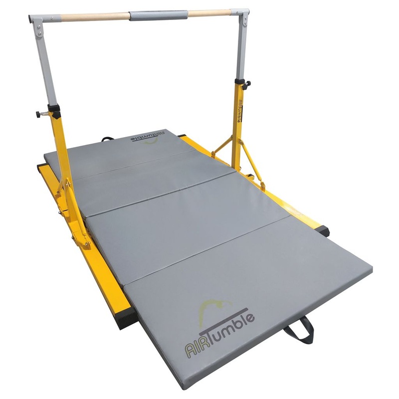 AIRTUMBLE FOLDING GYMNASTICS BARS WITH MAT ADJUSTABLE HEIGHT FROM 3FT – 5FT