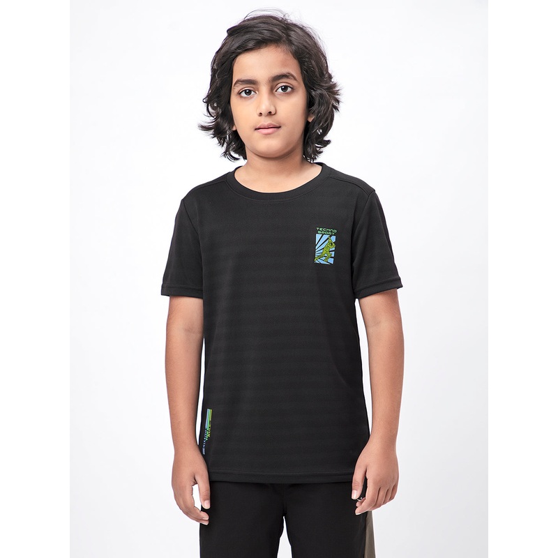 Boys Solid Slim Fit Crew Neck T-shirt with DOUBLE COOL
