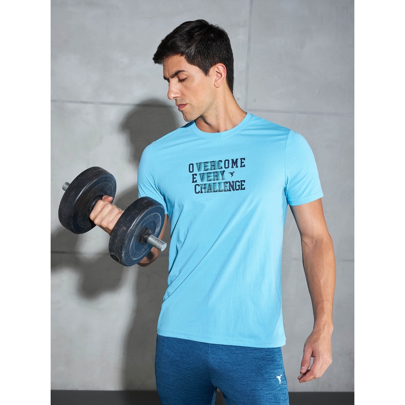 Men Printed Slim Fit Round Neck T-shirt with COTFLEX