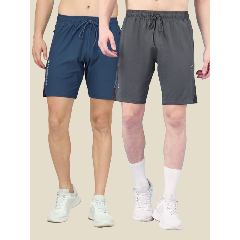 Men Solid Slim Fit Shorts with ELASTO LITE (Pack of 2)