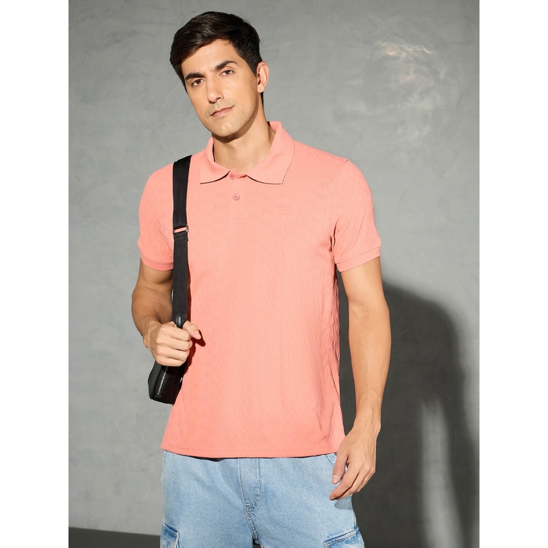 Men Jacquard Slim Fit Polo Sports T-shirt with COTFLEX