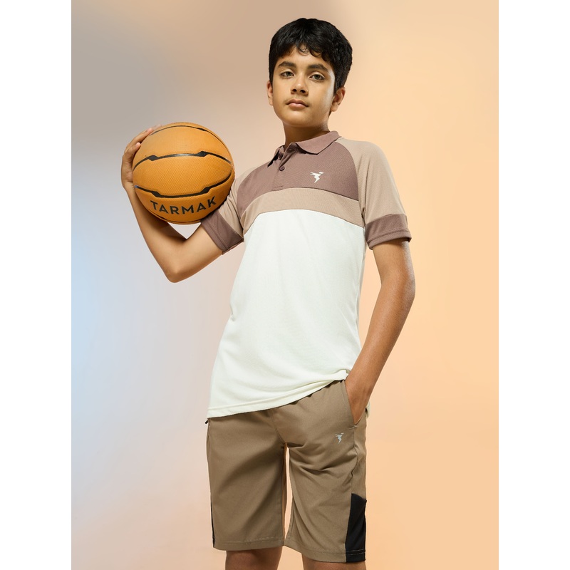 Boys Colorblock Slim Fit Polo Sports T-shirt with TECHNO DRY