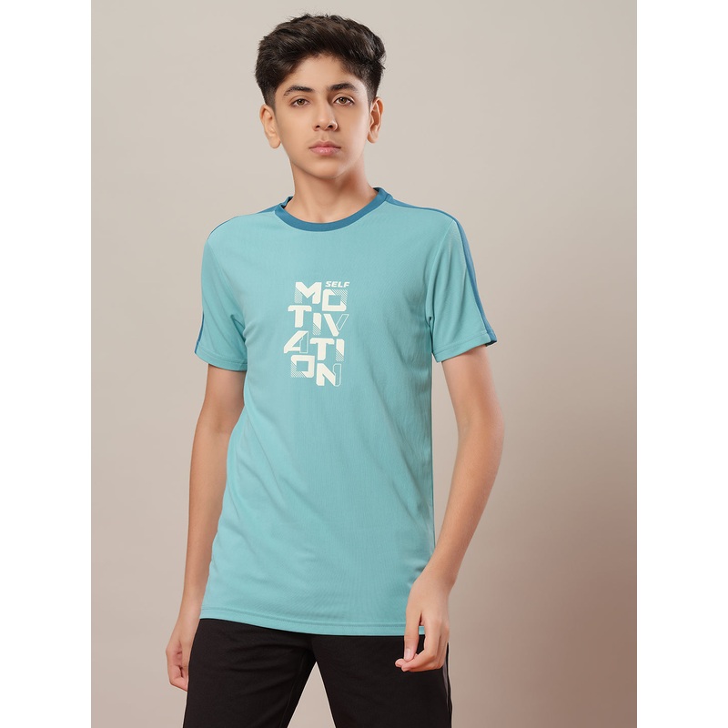 Boys Printed Slim Fit Round Neck Sports T-shirt with TECHNO DRY