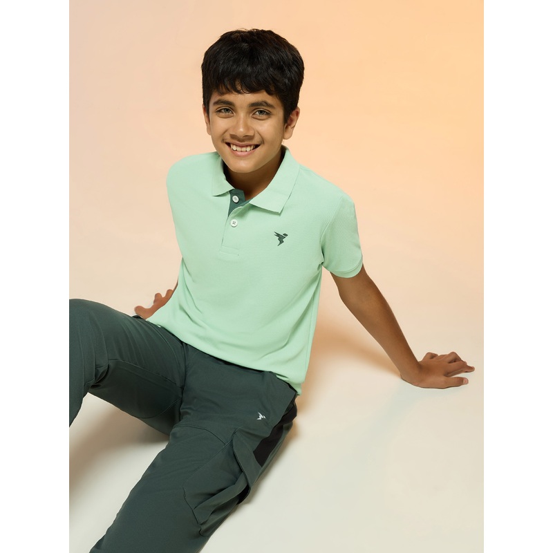 Boys Solid Slim Fit Polo Sports T-shirt with MATPIQ