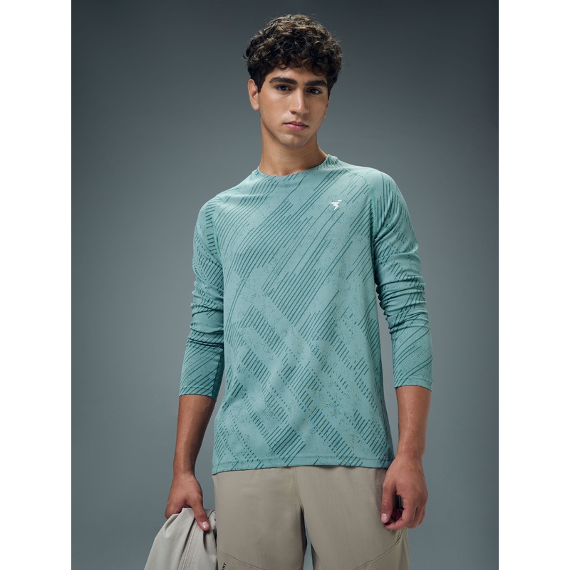 Men Jacquard Slim Fit Round Neck T-shirt with DOUBLE COOL