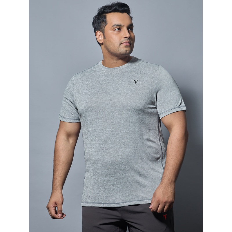 Men Plus Size Solid Slim Fit Crew Neck T-shirt with DOUBLE COOL
