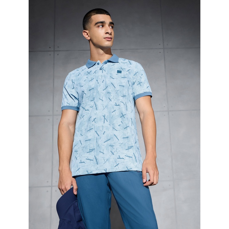 Men Printed Slim Fit Polo T-shirt with MATPIQ