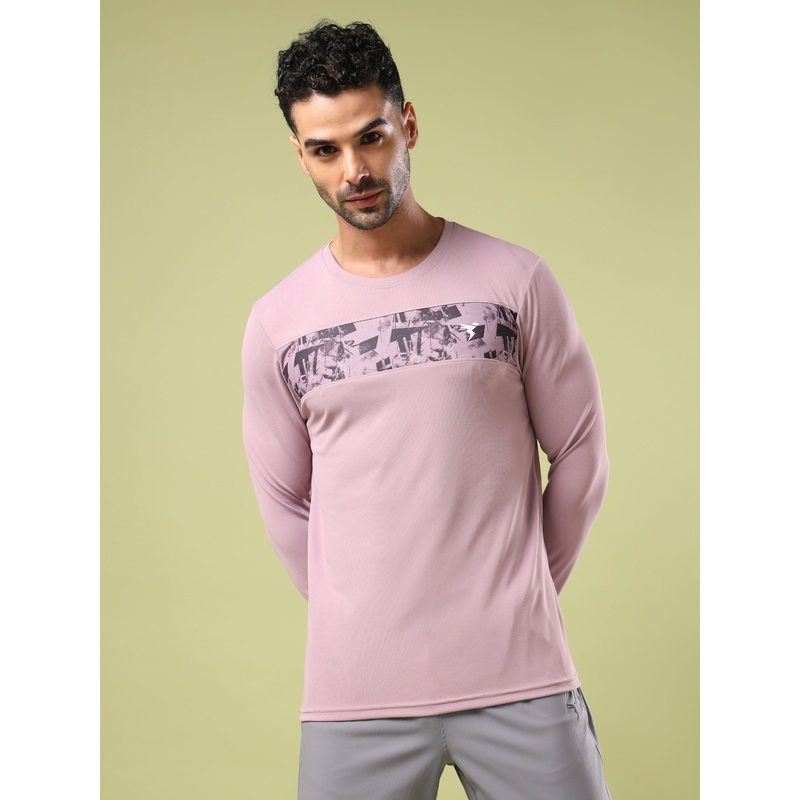 Men Printed Slim Fit Round Neck Sports T-shirt with TECHNO COOL+