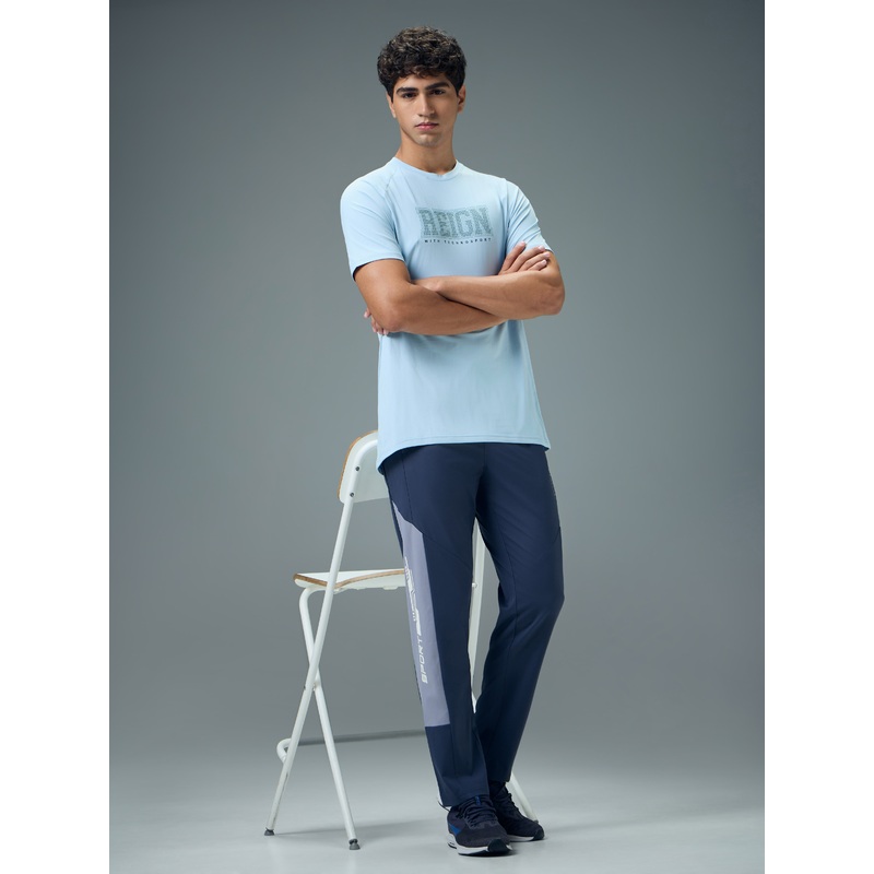 Men Typography Printed Slim Fit Round Neck Sports T-shirt with COTFLEX