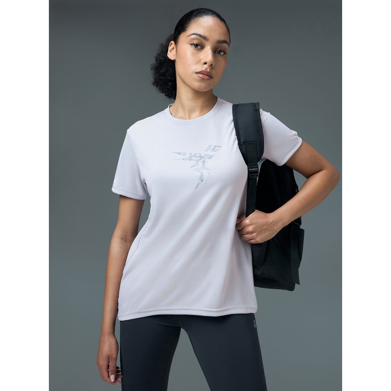 Women Printed Regular Fit Round Neck Sports Tee with TECHNOCOOL+
