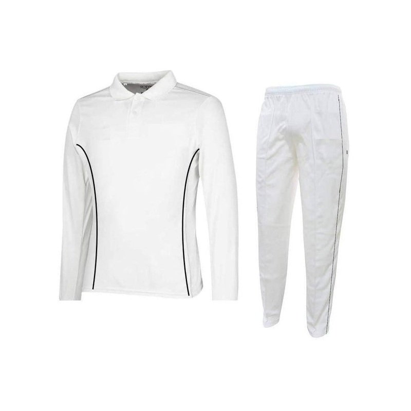 Attack Full Sleeves Milky Off White Cricket T-Shirt and Trousers Combo Uniform Dress for Mens, Boys and Kids
