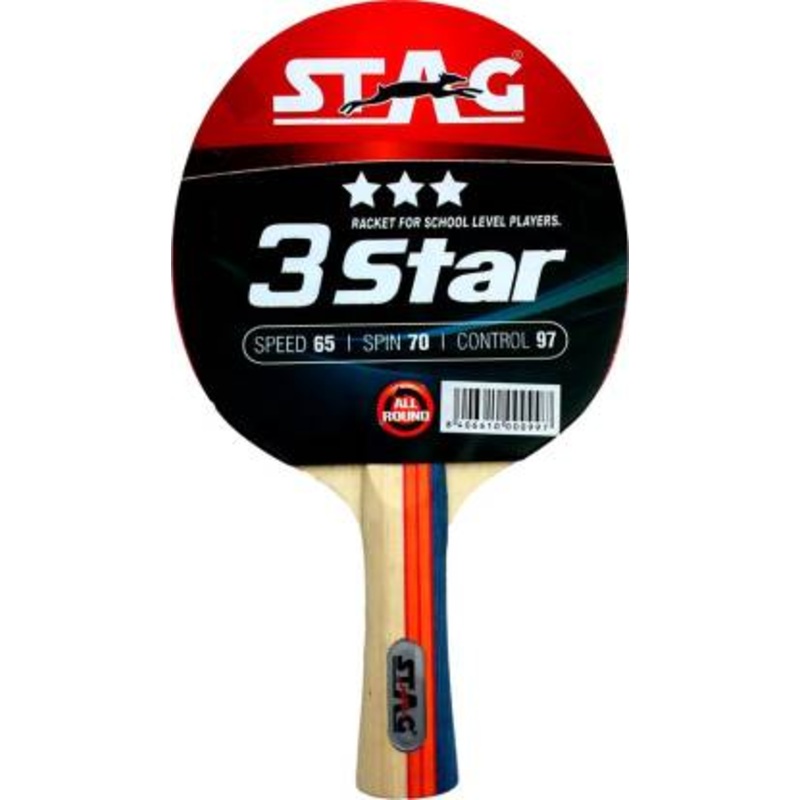 Stag 3 Star Table Tennis Racquet (Multi- Colour, 148 grams)