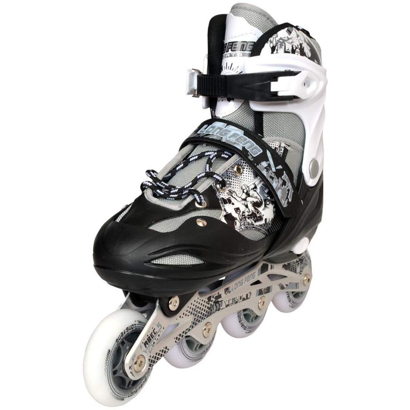 Sterling in-Line Skates Adjustable Size Aluminum Base with LED Flash Light Wheels (Gray)