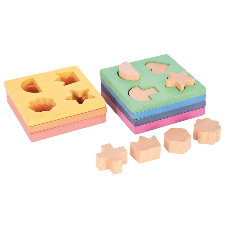 Rainbow Wood Shape Stacker 19Pce