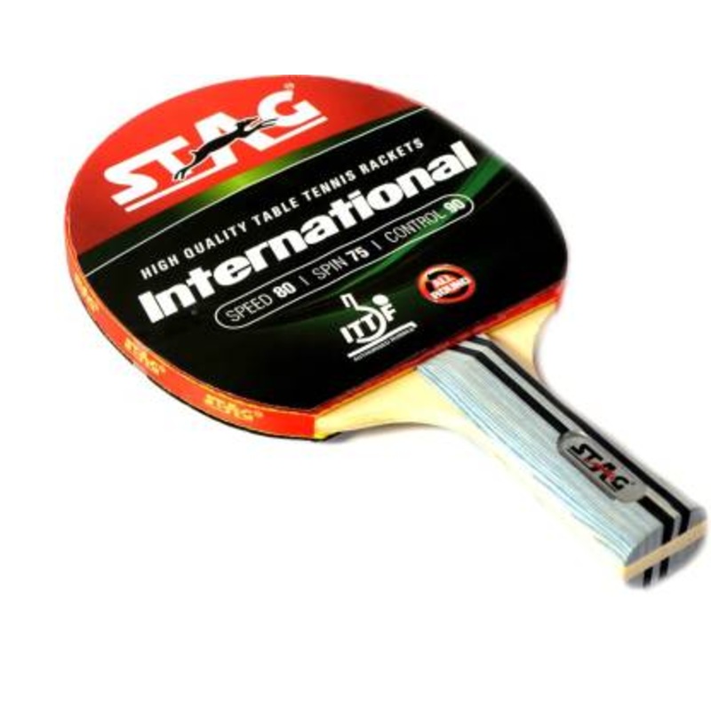 Stag International Table Tennis Racquet | 180 grams | Intermediate | ITTF Approved Rubber | Multi- Color