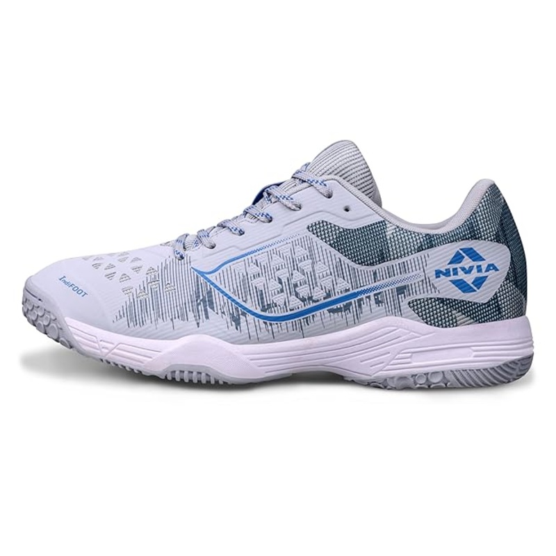 Nivia HY-Court 3.0 Nonmarking Sole Badminton Shoes (White/Grey)