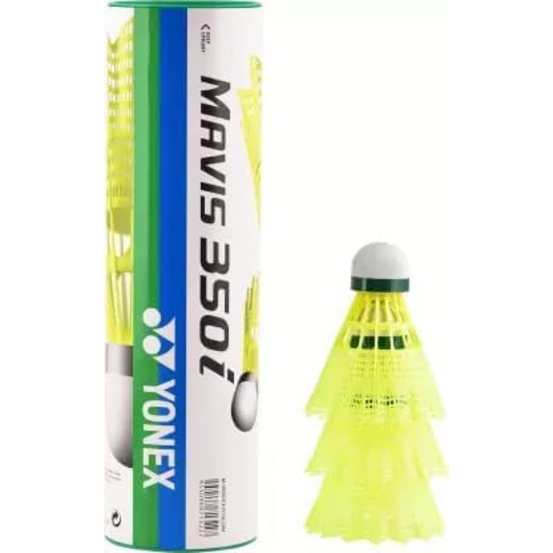 Yonex Mavis 350i Nylon Shuttlecock (Green Cap,Yellow, Made in Taiwan)