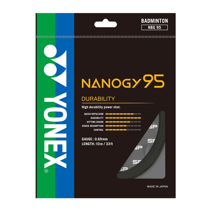 Yonex Nanogy 95 Badminton Strings, 0.69mm (Assorted Colors)