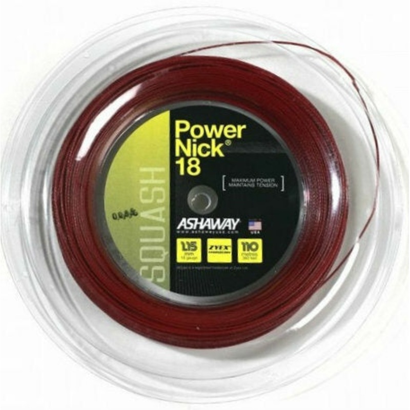 Ashaway Powernick 18 Squash String Reel of Red 1.15mm 18g