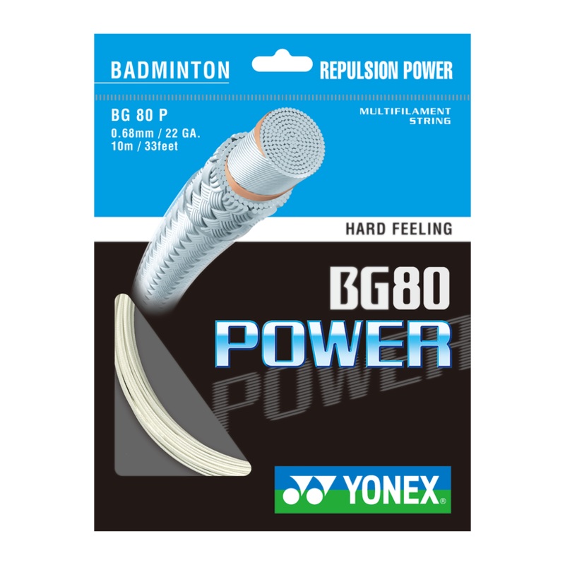 Yonex BG 80 Power Badminton String Set of White 0.68mm 22Ga