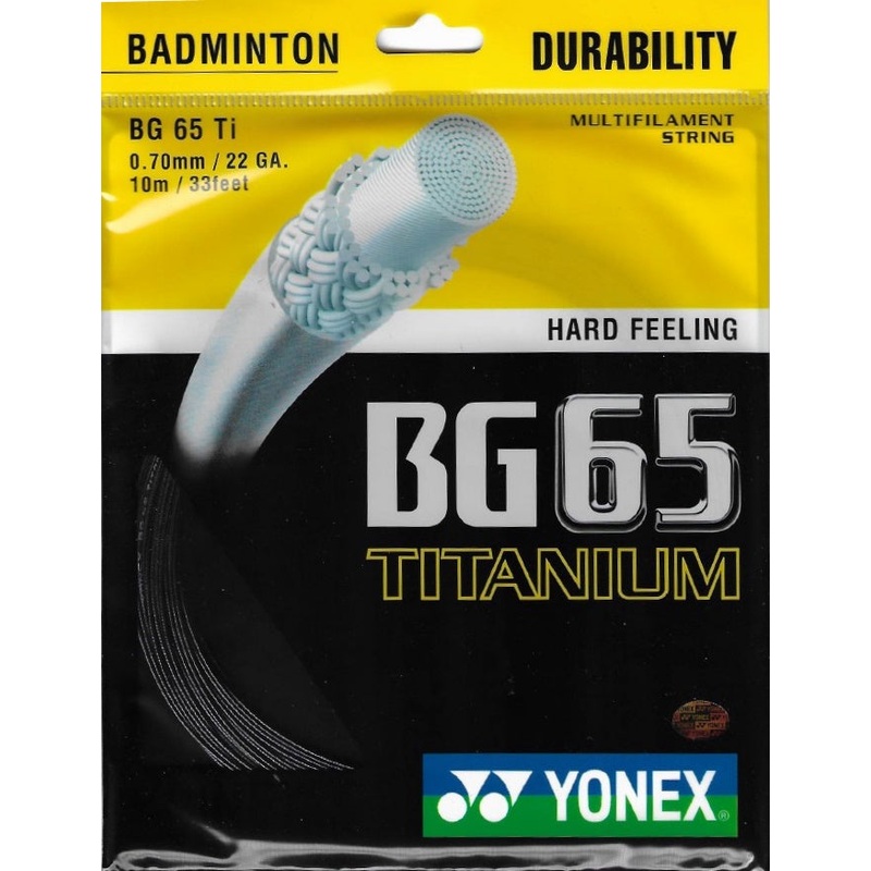 Yonex BG65 Titanium Badminton String Set of Black 0.70mm 22ga