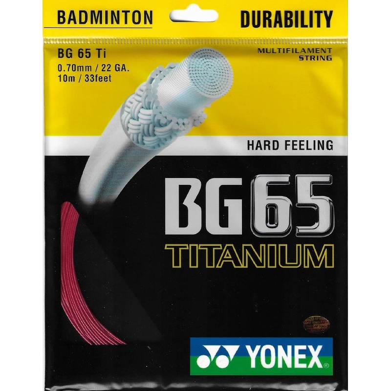 Yonex BG65 Titanium Badminton String Set of Red 0.70mm 22ga
