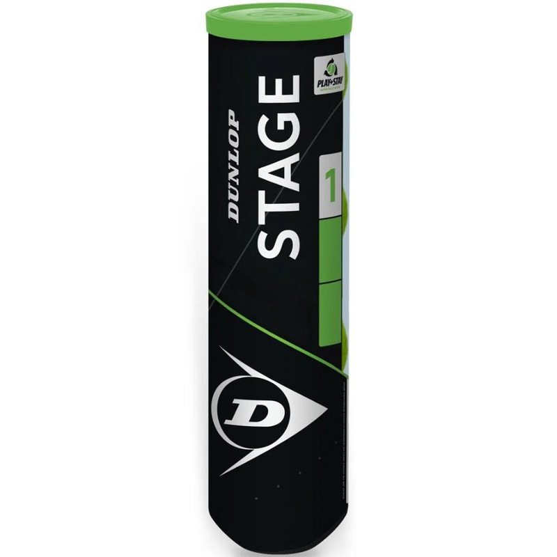 Dunlop Stage 1 Green Low Compression 4 Ball Tennis Ball Can
